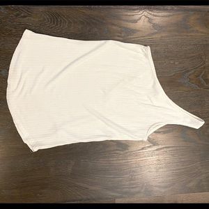 One shoulder white ribbed tank